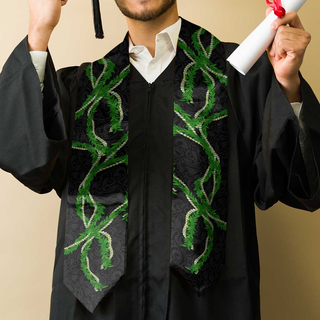 Hawaii Maile Lei Graduation Stole Aloha Black Color