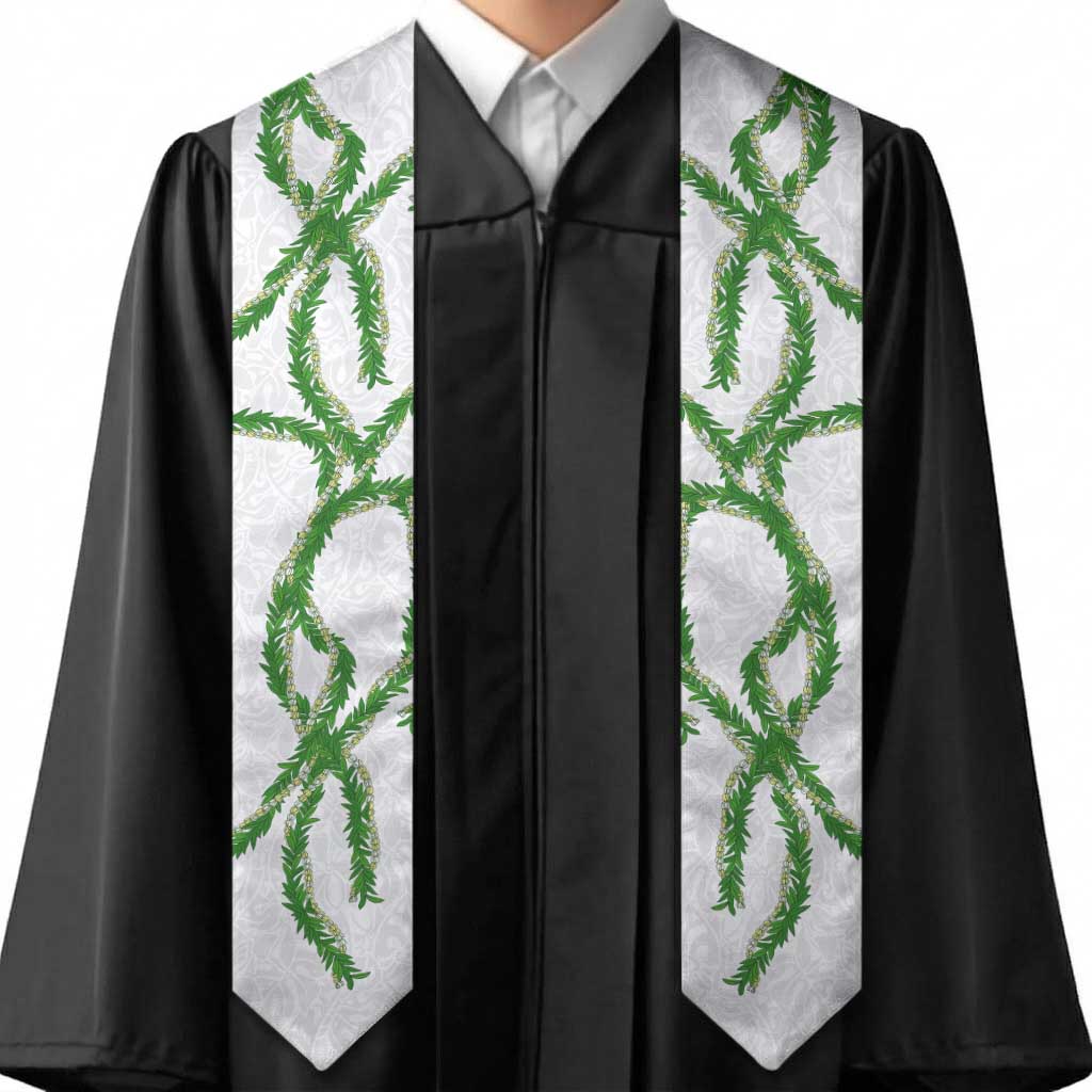 Hawaii Maile Lei Graduation Stole Aloha White Color