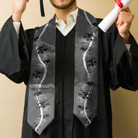 Hawaii Maile Lei Graduation Stole With Gray Monstera Pattern