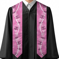 Hawaii Maile Lei Graduation Stole With Pink Monstera Pattern