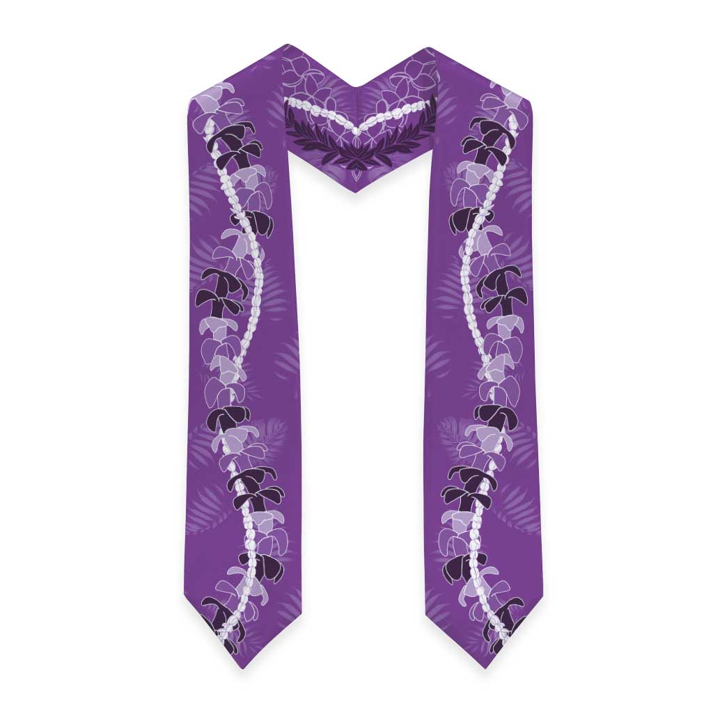 Hawaii Maile Lei Graduation Stole With Violet Monstera Pattern
