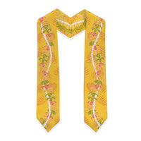 Hawaii Maile Lei Graduation Stole With Yellow Monstera Pattern
