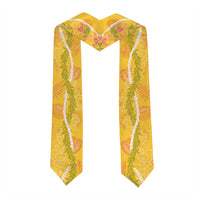 Hawaii Maile Lei Graduation Stole With Yellow Monstera Pattern