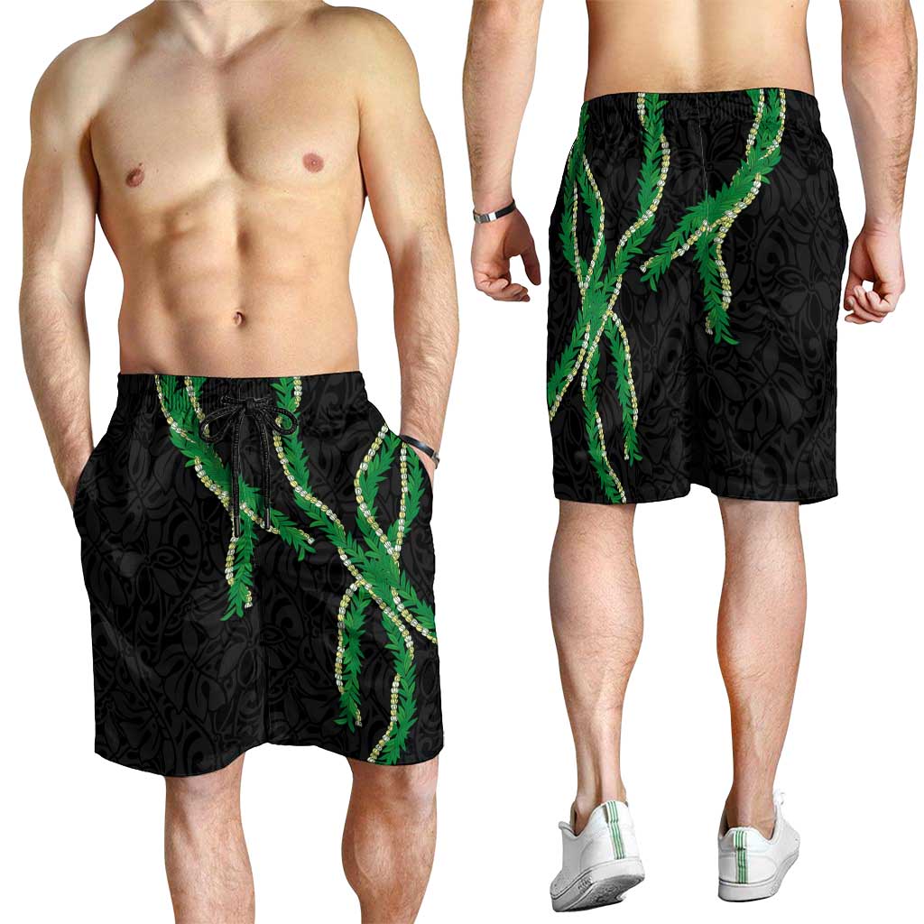 Hawaii Maile Lei Shorts for Men Aloha Black Color LT03 - Polynesian Pride