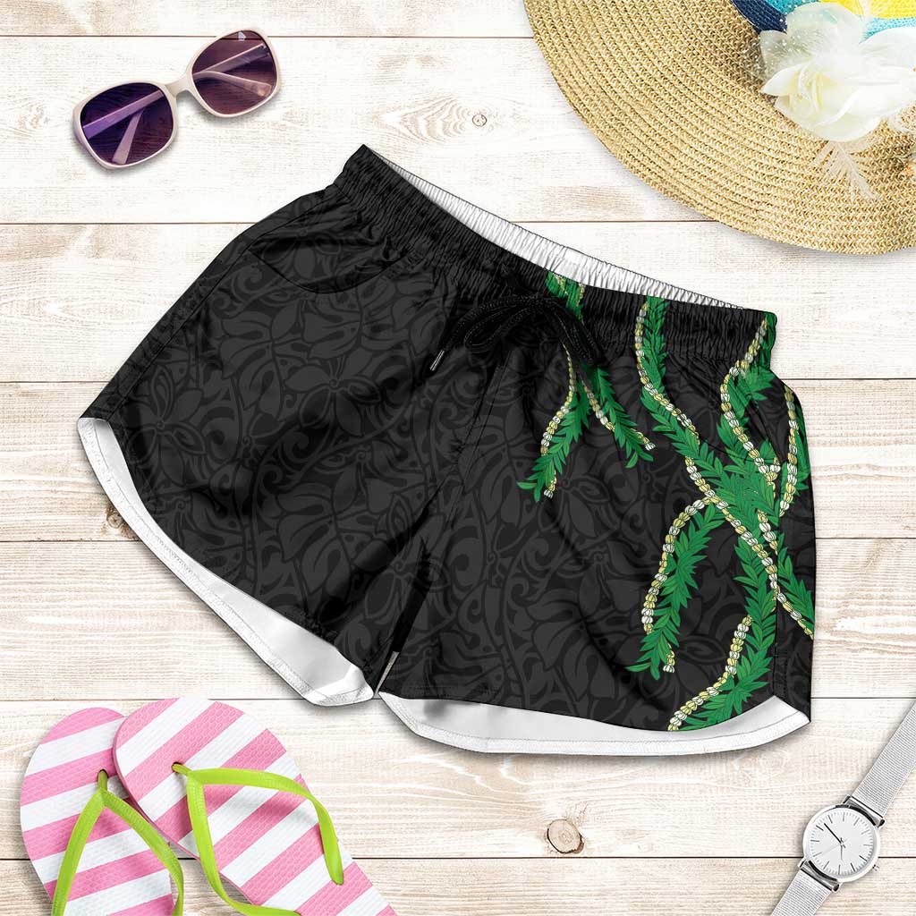 Hawaii Maile Lei Shorts for Women Aloha Black Color
