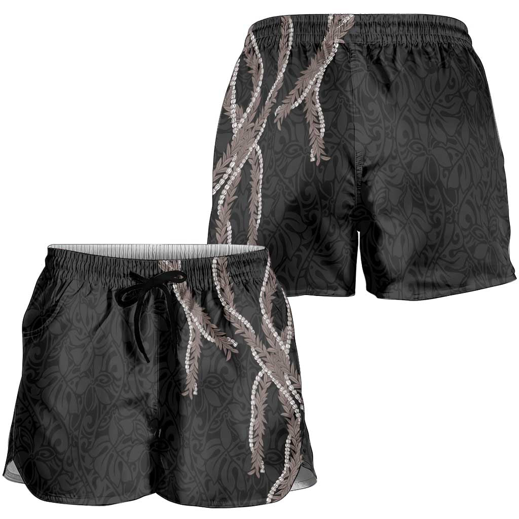 Hawaii Maile Lei Shorts for Women Aloha Grayscale Color