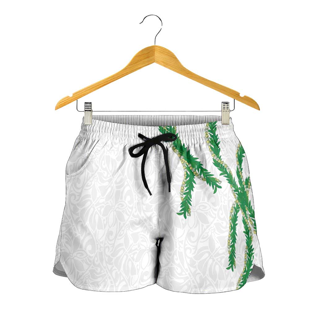 Hawaii Maile Lei Shorts for Women Aloha White Color