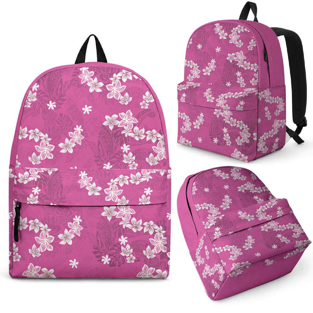 Hawaii Monstera Deliciosa Backpack Pink Plumeria Polynesian Pattern LT05 - Polynesian Pride