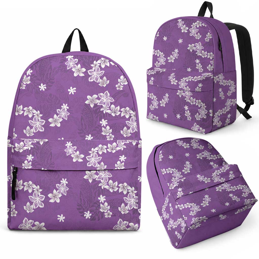 Hawaii Monstera Deliciosa Backpack Purple Plumeria Polynesian Pattern LT05 - Polynesian Pride