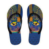 Hawaii Ocean Flip Flops Pineapple Turtle and Mango Reef Triggerfish and Kakau Tattoo LT03 Multicolor - Polynesian Pride