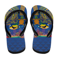 Hawaii Ocean Flip Flops Pineapple Turtle and Mango Reef Triggerfish and Kakau Tattoo LT03 - Polynesian Pride