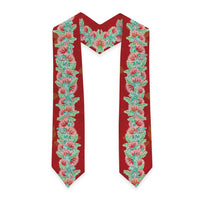 Hawaii Ohia Lehua Graduation Stole Tropical Vibes Crimson