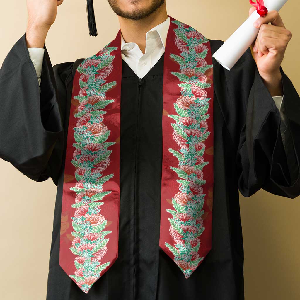 Hawaii Ohia Lehua Graduation Stole Tropical Vibes Crimson