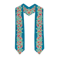 Hawaii Ohia Lehua Graduation Stole Tropical Vibes Teal