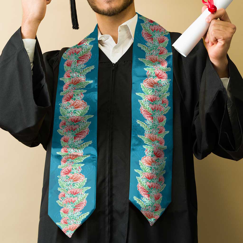 Hawaii Ohia Lehua Graduation Stole Tropical Vibes Teal