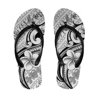 Hawaii Plumeria Lokelani Pikake Lei Flip Flops Ele'ele Polynesian Tattoo LT9 Black - Polynesian Pride