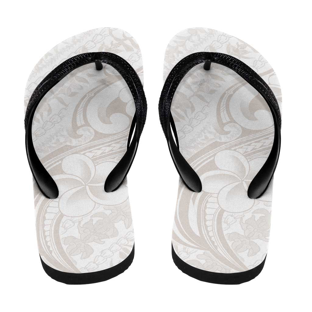 Hawaii Plumeria Lokelani Pikake Lei Flip Flops Sandy Beige Polynesian Tattoo