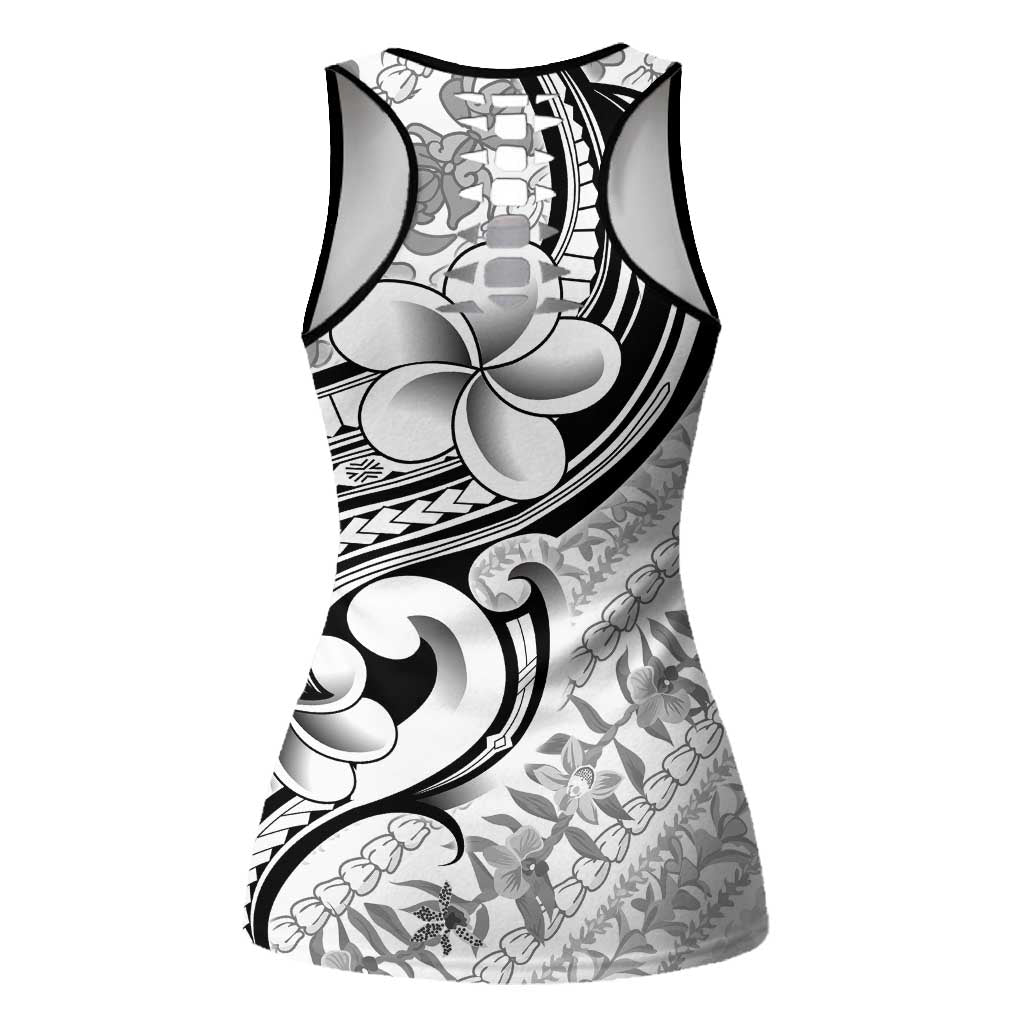 Hawaii Plumeria Lokelani Pikake Lei Hollow Tank Top Ele'ele Polynesian Tattoo