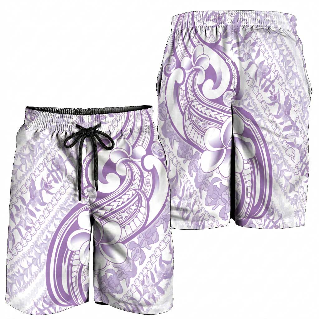 Hawaii Plumeria Lokelani Pikake Lei Shorts for Men Poni Polynesian Tattoo