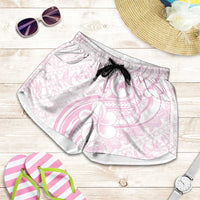 Hawaii Plumeria Lokelani Pikake Lei Shorts for Women Poni Mama Polynesian Tattoo LT9 Pink - Polynesian Pride