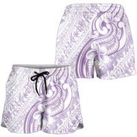 Hawaii Plumeria Lokelani Pikake Lei Shorts for Women Poni Polynesian Tattoo LT9 - Polynesian Pride