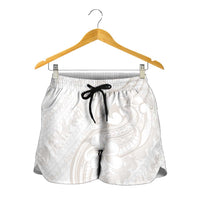Hawaii Plumeria Lokelani Pikake Lei Shorts for Women Sandy Beige Polynesian Tattoo LT9 - Polynesian Pride