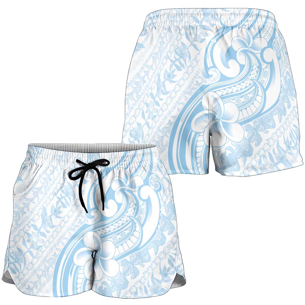Hawaii Plumeria Lokelani Pikake Lei Shorts for Women Uliuli Polynesian Tattoo