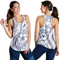 Hawaii Plumeria Lokelani Pikake Lei Women Racerback Tank Navy Blue Polynesian Tattoo LT9 - Polynesian Pride