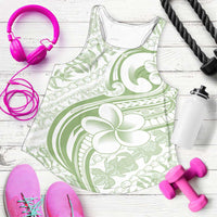 Hawaii Plumeria Lokelani Pikake Lei Women Racerback Tank Oma'oma'o Polynesian Tattoo LT9 Green - Polynesian Pride