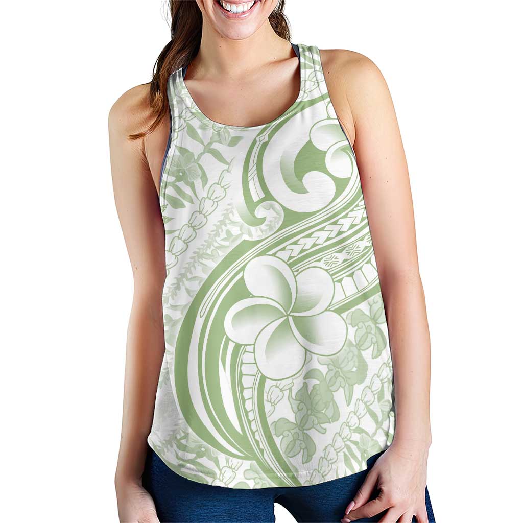 Hawaii Plumeria Lokelani Pikake Lei Women Racerback Tank Oma'oma'o Polynesian Tattoo LT9 - Polynesian Pride