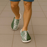 Hawaii Plumeria Tribal Vintage Clogs Shoes Special Green
