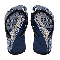 Hawaii Plumeria Tribal Vintage Flip Flops Special Blue