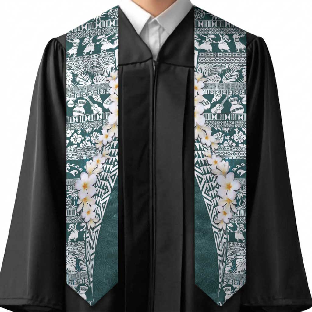 Hawaii Plumeria Tribal Vintage Graduation Stole Special Turquoise