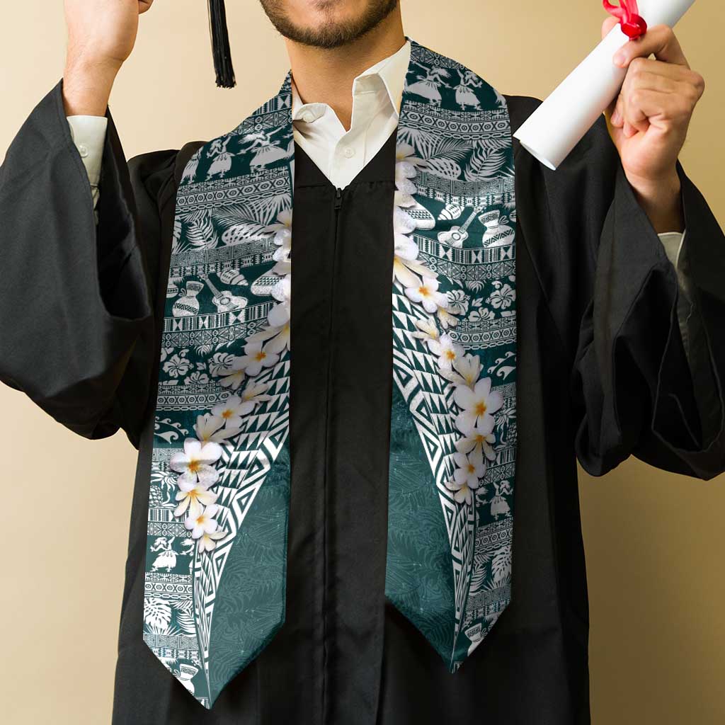Hawaii Plumeria Tribal Vintage Graduation Stole Special Turquoise