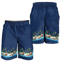 Hawaii Santa Riding Sea Turtle Shorts for Men Mele Kalikimaka Polynesian Pattern LT01 - Polynesian Pride