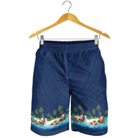 Hawaii Santa Riding Sea Turtle Shorts for Men Mele Kalikimaka Polynesian Pattern LT01 - Polynesian Pride