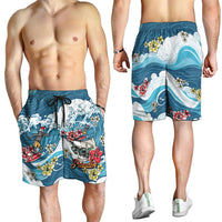 Hawaii Santa Skeleton Surfing Shorts for Men Mele Kalikimaka i Iulai!