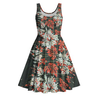 Hawaii Tartan With Hibiscus Midi Dress Polynesian Pattern Vintage LT9 Dark Green - Polynesian Pride