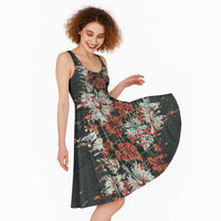 Hawaii Tartan With Hibiscus Midi Dress Polynesian Pattern Vintage LT9 - Polynesian Pride