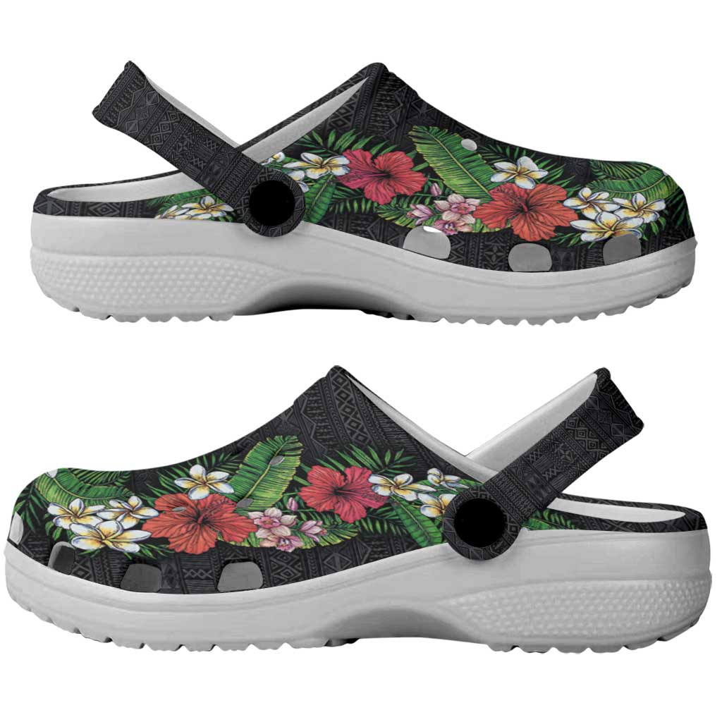 Hawaii Tropical Flowers and Leaves Clogs Shoes Tapa Pattern Colorful Mode LT03 - Polynesian Pride