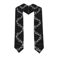 Hawaii Tropical Flowers and Leaves Graduation Stole Tapa Pattern Grayscale Mode