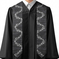 Hawaii Tropical Flowers and Leaves Graduation Stole Tapa Pattern Grayscale Mode