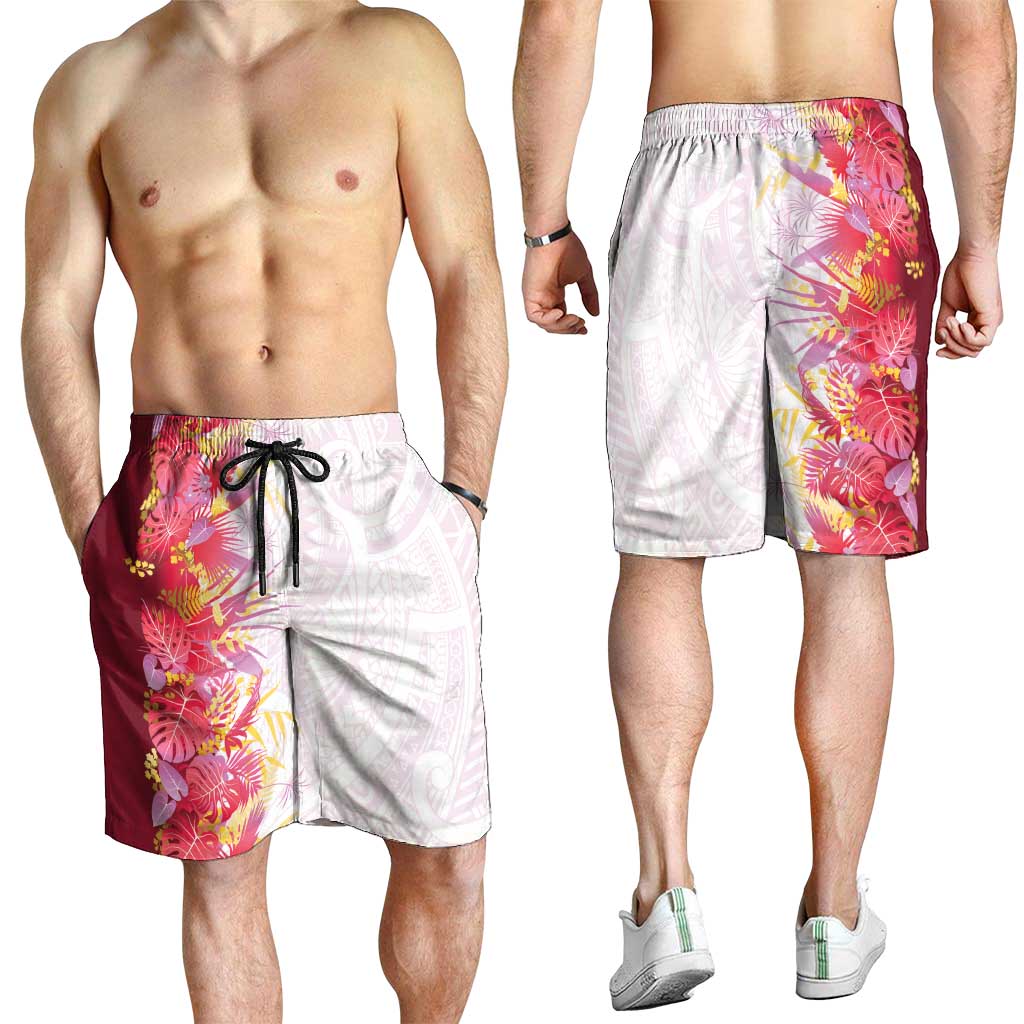 Hawaii Tropical Plant Akala Shorts for Men Vibrant Polynesian Pattern