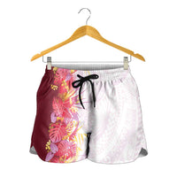 Hawaii Tropical Plant Akala Shorts for Women Vibrant Polynesian Pattern