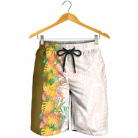 Hawaii Tropical Plant Lenalena Shorts for Men Vibrant Polynesian Pattern