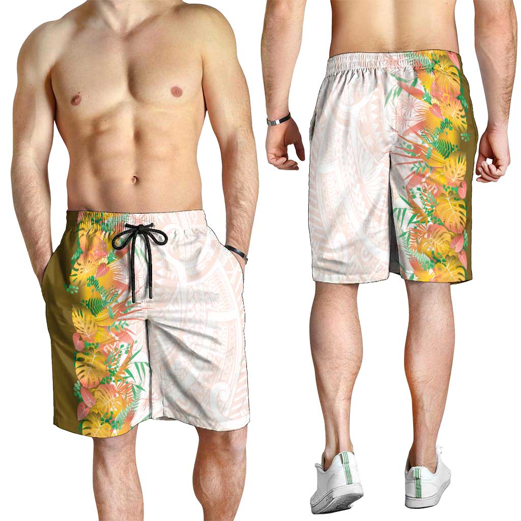 Hawaii Tropical Plant Lenalena Shorts for Men Vibrant Polynesian Pattern