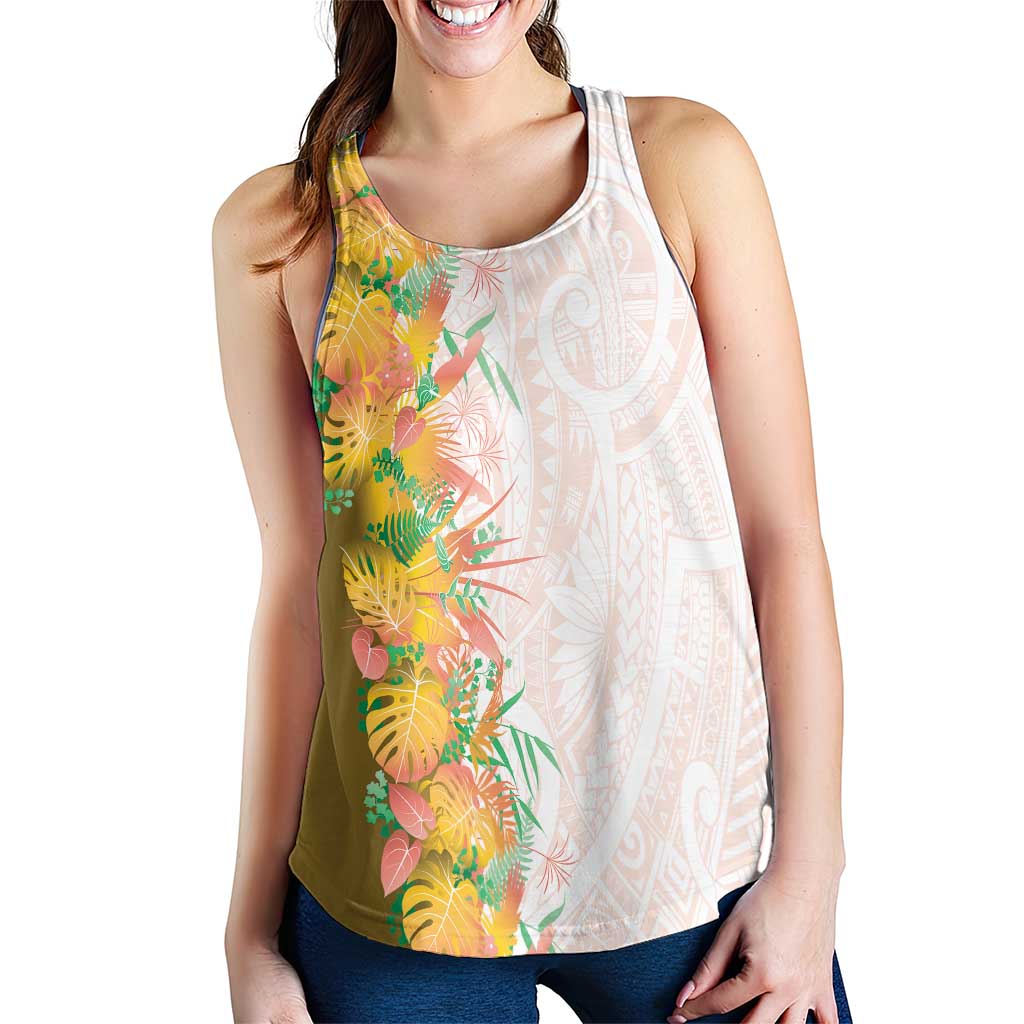 Hawaii Tropical Plant Lenalena Women Racerback Tank Vibrant Polynesian Pattern