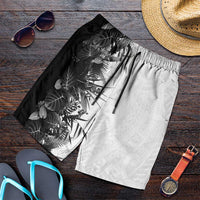 Hawaii Tropical Plant Monochrome Shorts for Men Vibrant Polynesian Pattern