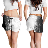 Hawaii Tropical Plant Monochrome Shorts for Women Vibrant Polynesian Pattern