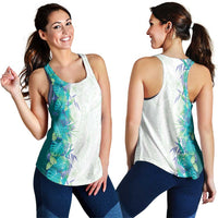 Hawaii Tropical Plant Teal Women Racerback Tank Vibrant Polynesian Pattern LT01 - Polynesian Pride